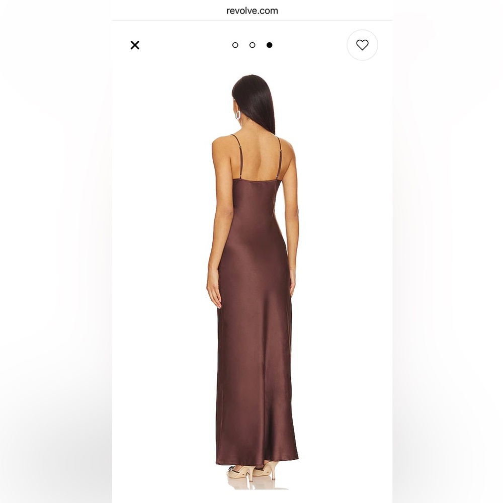 Lioness Brown Satin Slip Dress with Side Lace-Up - Picture 3 of 3